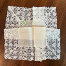 Vintage NEW w/Tag Irish Linen Lace Handkerchief Wedding Bride MINT CONDITION  