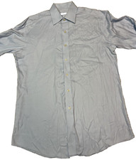 Tasso Elba Button Up Dress Shirt Mens 15.5 34/35 M Light Blue Iron Free Cotton