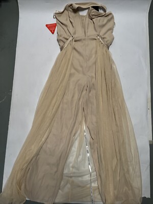 Asos Starlet Plus Exclusive Fitted Jumpsuit with Detachable Tulle Skirt Taupe 14