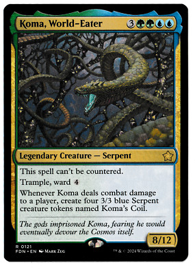 mtg koma world eater commander deck Koma, World-Eater - Foundations - Regular Rare - Magic the Gathering - Near Mint create a 3/3 blue Serpent creature token named Komas Coil Deck Breakdown - Koma, World
