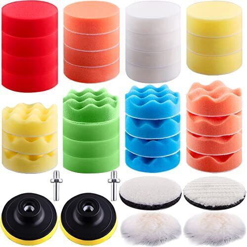 SIQUK 38 Pieces 3 Inch Buffing Pads for Drill Buffer Attachment Car