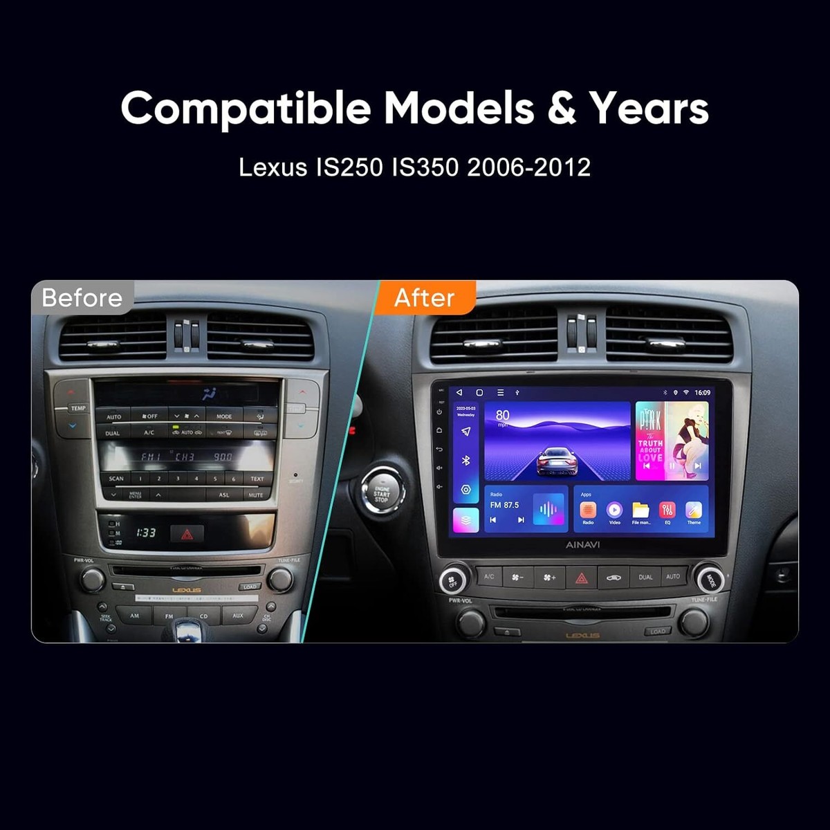 For 2006-2012 LEXUS IS250 IS350 Android 13 Carplay Car Stereo