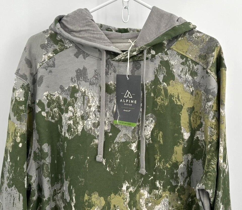 SUDADERA CON CAPUCHA CON ESTAMPADO DE MUSGO DE ÁRBOL DE SICÓMORO DISEÑO ALPINO para hombre talla XL ¡NUEVA CON ETIQUETAS!! Foto 3 de 4