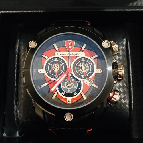 Tonino Lamborghini MOD. TL 3202 PVD Nero Cronografo Scudo di carbonio  Spyder Orologio | eBay