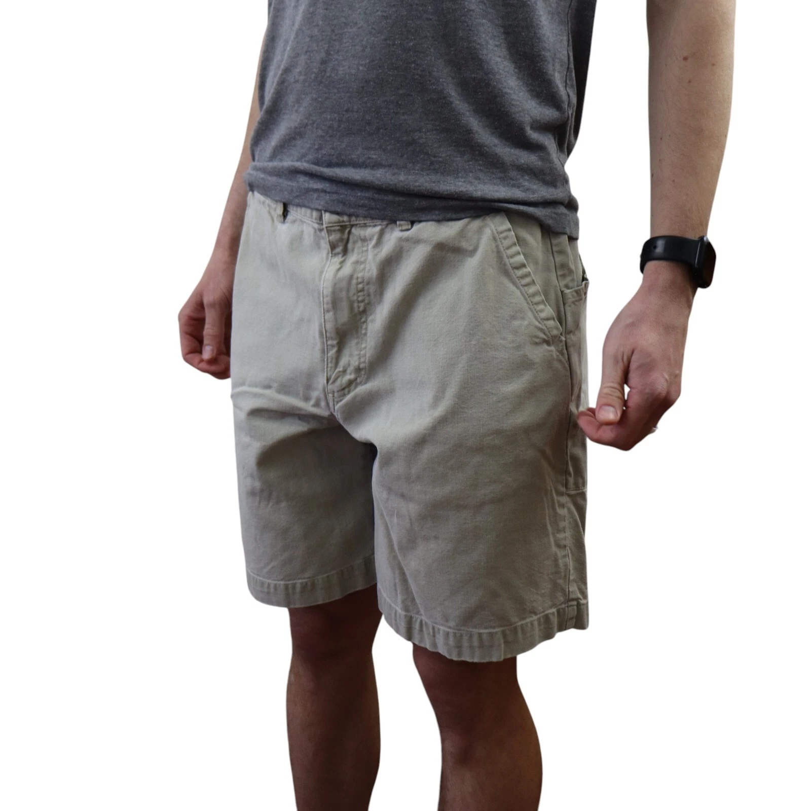 Vtg 1997 Patagonia Mens Stand Up Hiking Shorts 8" Green Canvas Denim Rugged 32