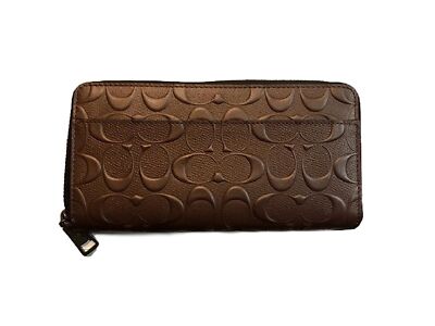 Coach Men's Accordion Wallet in Mahogany Embossed Signature C