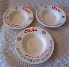 Lot of 3 - Vintage Coors Beer Ashtrays Made in USA - Man Cave 1970s