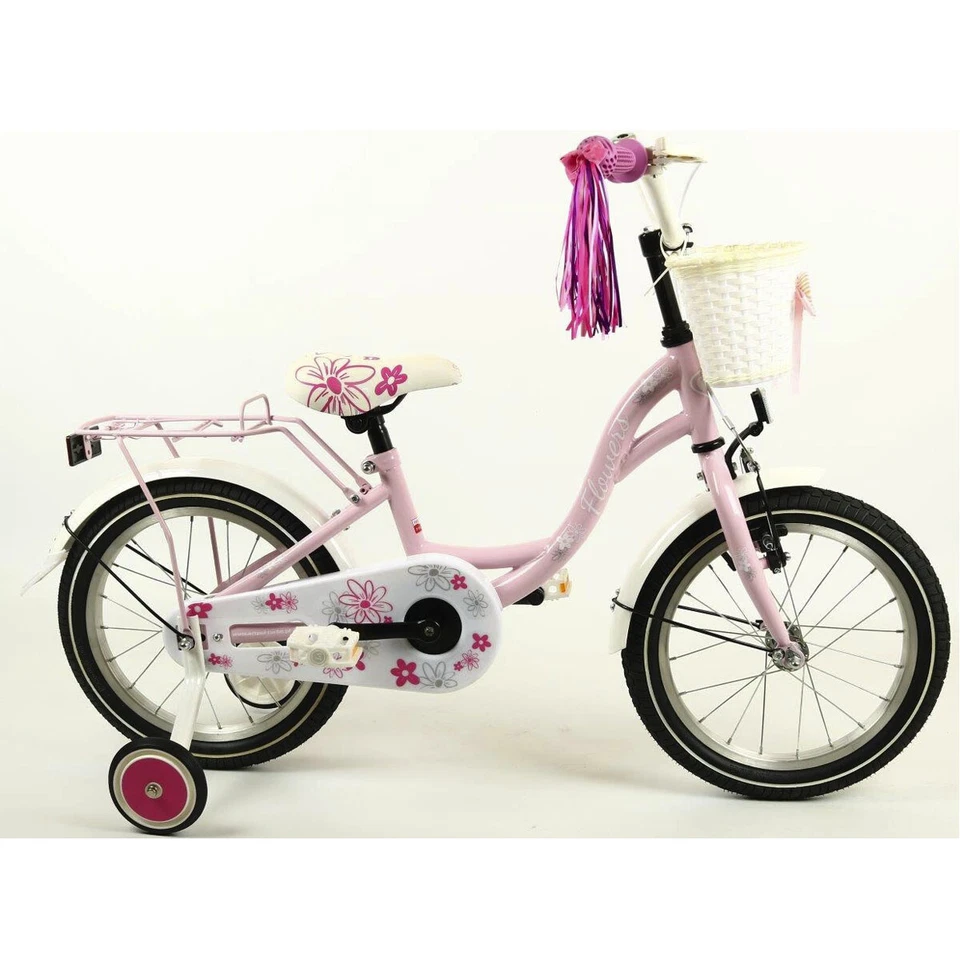 FLOWERS Kinderfahrrad 16" Mädchenfahrrad Kinder Rad Bike Spielrad - Rosa - Bild 2 von 4