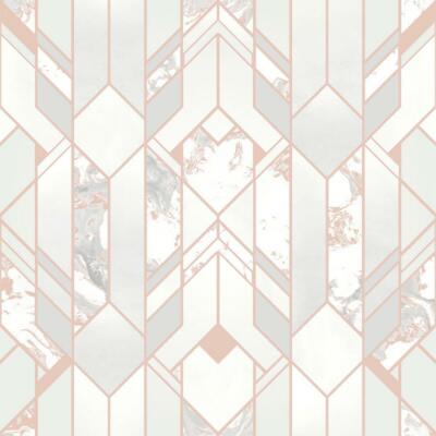 Elixier Geometrische Marmortapete Rose Gold Silber Metallic Muriva Vinyl Modern