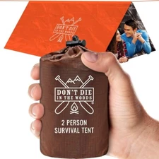 Don't Die In The Woods 2 Person Survival Tent, Orange- Camping, Hunting, Hiking