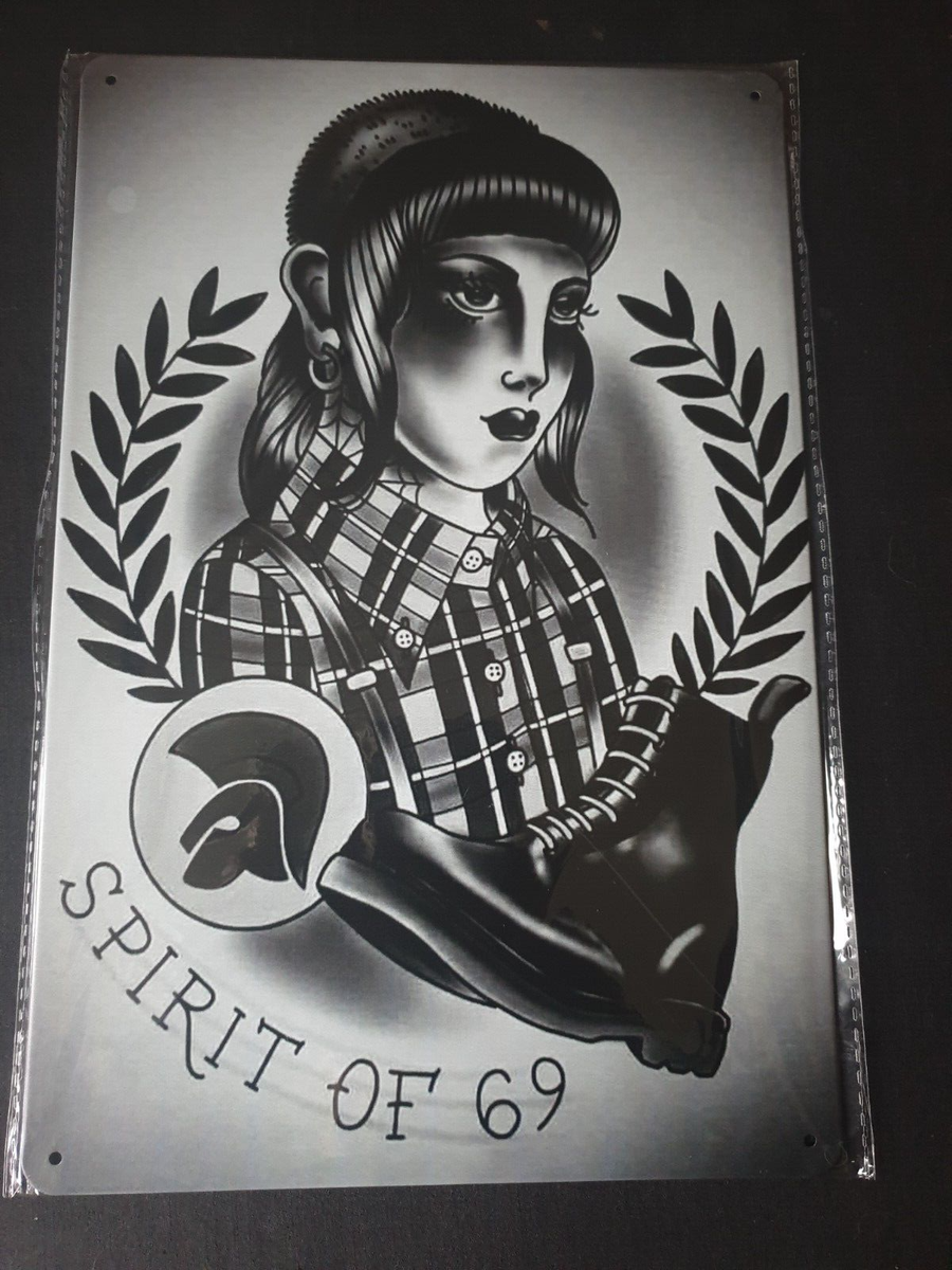 Spirit Of 69 Skinhead Girl Metal Sign Plaque Ska Poster Retro
