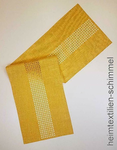 Stickerei TischläUfer Allzeit Tischdeckchen Gelb Tischdecke Deckchen 40X140Cm-image