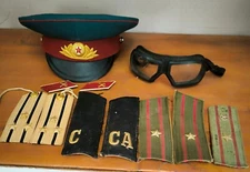 USSR Soviet Russian set cap shoulder straps buttonholes glasses