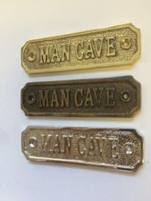 MAN CAVE Door Sign PLAQUE + SCREWS SOLID POLISHED BRASS ANTIQUE BRONZE NICKEL