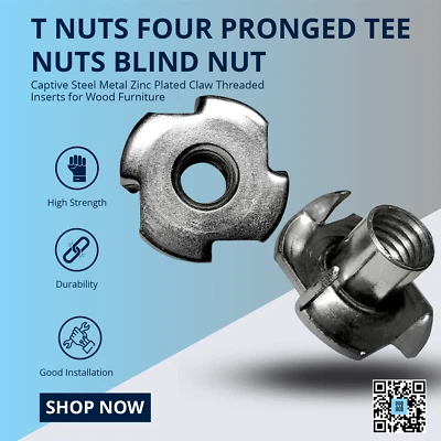 T Nuts Four Pronged Tee Anchors Zinc Plated Blind Nut Captive DIYUK
