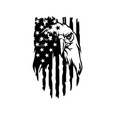 American Flag With Eagle Face Automotive Decal Multiple colors Oracal 651
