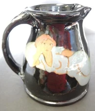 Funky Art Pottery Mid Century Era Pitcher Woman Seated & Reclining
