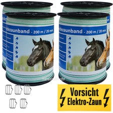 Weidezaunband 20 mm weiss-gr&uuml;n 0.15Ohm/m 2Kupfer+3Niroleiter 800 m mit Zubeh&ouml;r