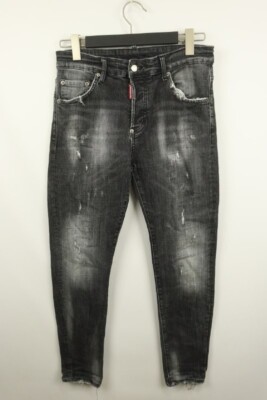 Dsquared2 Black Denim Medium Wash Distressed 5-Pockets Dsquared2 Black Denim Medium Wash Distressed 5-Pockets