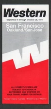 Western Airlines San Francisco Flight Timetable & Route Map September-Oct 1972