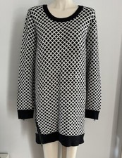 Sussan Knit Dress Plus Size XXL, Black / White Tunic Knit, Long Jumper Top GUC