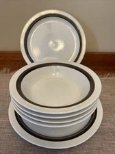 Japan Stoneware Moon Tone II Collection 4 Cereal Soup Bowls, 2 Salad Plates