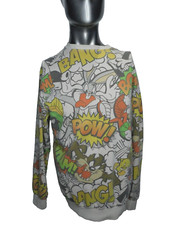 Looney Tunes Cartoon All Over Crewneck Pullover Comic Characters - Men's Size L