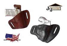 J&J RUGER LCP CUSTOM 380 W/ CRIMSON TRACE LASER OWB PANCAKE LEATHER HOLSTER