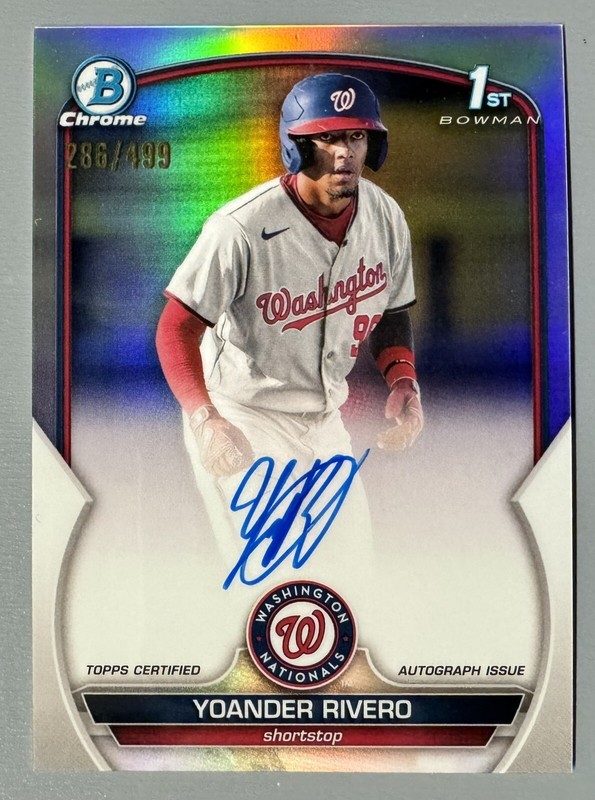 2023 Bowman Chrome Prospect Yoander Rivero Autograph Auto Refractor 286/499