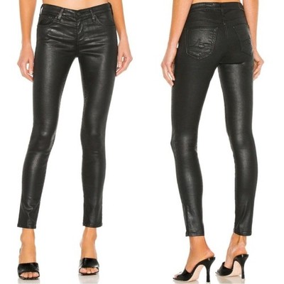 AG Adriano Goldschmied ''The Legging Ankle'' Super Skinny Black Coated Jeans  Sz28