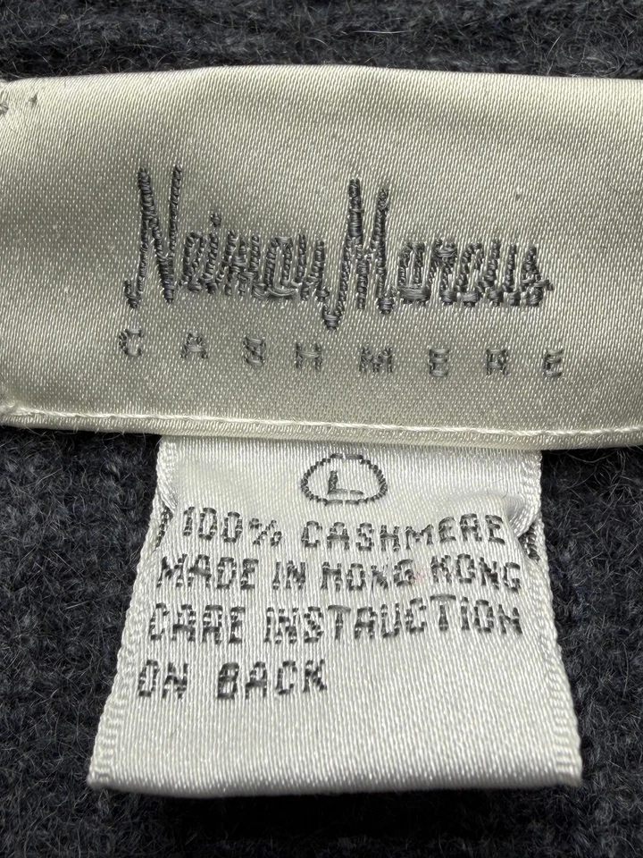Neiman Marcus Cashmere Sweater Womens Large Gray Open Front Cardigan Pockets - Image 4 of 4