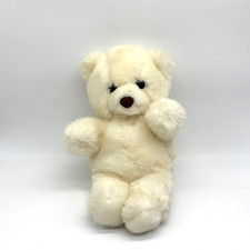 Vintage Russ White Teddy Bear 80s Plastic Eyes 10" Plush Stuffed Animal