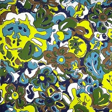 Groovy Flowers Large Print Floral Fabric Vintage Mid-Century Modern 100% Cotton