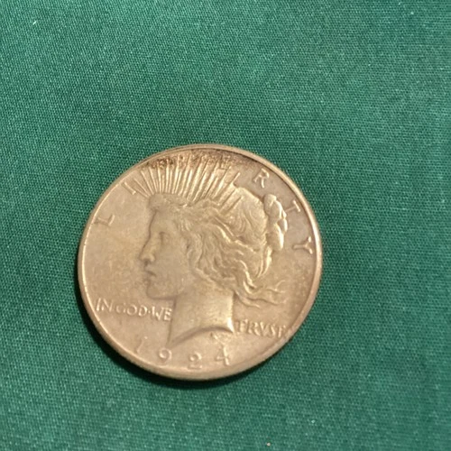 1924 Peace Dollar $1 Silver Coin Circulated Business Strike 0.9 Fineness