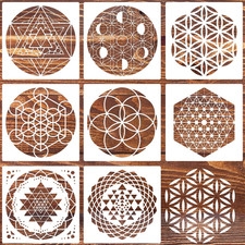 Sacred Geometry Stencil 8Inch Reusable Stencils for Crafts Metatron'S Cube/The F