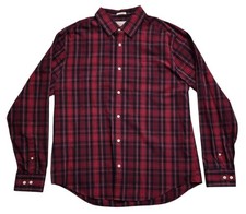 Penguin by Munsingwear Plaid Button Up Shirt Red Black Classic Fit XL