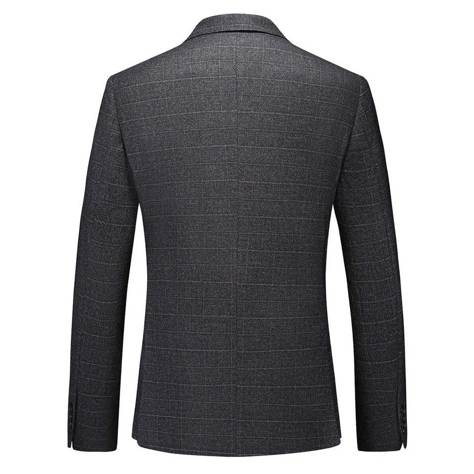 Mens 3 Piece Suits Slim Fit Tweed Suit Plaid Slim Fit Suits for Men One Butto... - Image 3 of 4