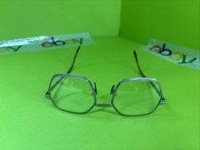 Vintage Glasses Hexagon Silver Frames 52-20 Frames Japan