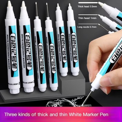 Weiß Permanent Lackstift Set 1/4 Stück 0,7 mm für Holz Stein Kunststoff Metall