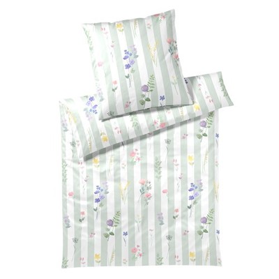 Elegante Mako Satin Bettwäsche Flowerstripe 24577-4 Streifen 135x200