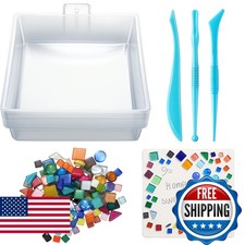 LOYIM 24 Pcs Stepping Stone Kit Includes Concrete Mold, Mosaic Tiles And