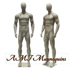 Male Matte Gray Muscular Standing Adult Heavy Plastic Mannequin w. Metal base