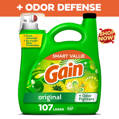#ad Gain Laundry Detergent Liquid with Odor Fighters Original Scent 154 fl oz 107 $11.50