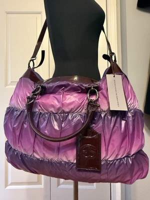 Ermanno Scervino Puffy Nylon Shoulder Bag Pink Purple Patent Leather  NWT