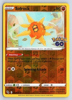 SOLROCK 039/078 UNCOMMON POKEMON GO POKEMON REVERSE HOLO NM
