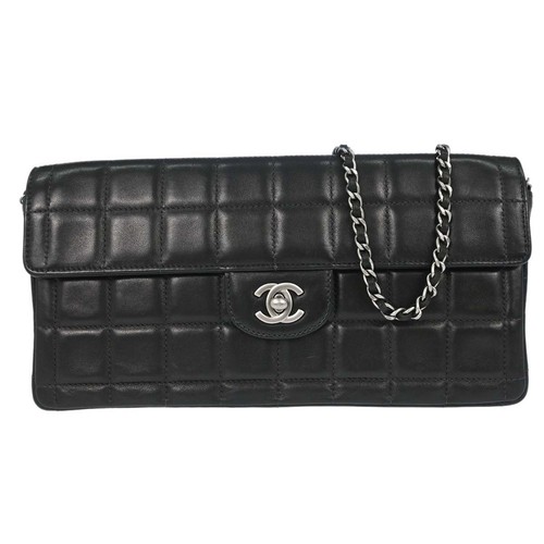 Chanel Black Lambskin Choco Bar East West Shoulder Bag 197547