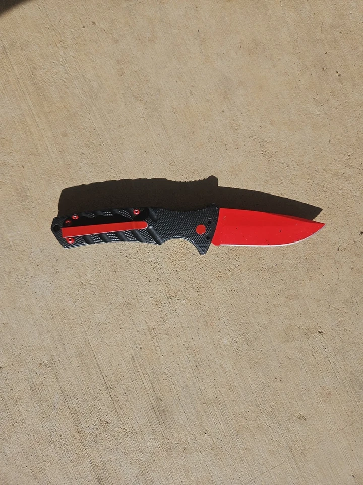 Cuchillo Boker Rojo Negro Abatible Plegable Interruptor Seguridad Foto 3 de 4