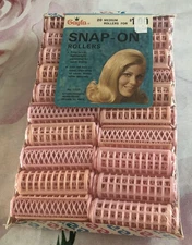New In Package Vintage Gayla Snap On Hair Rollers 20 Pack Medium Snap-on Pink