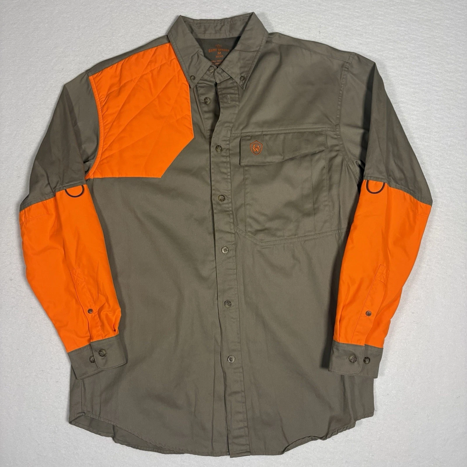 Game Winner Men’s Brown/Orange Button Up Shirt Size: M Hunting Outdoors