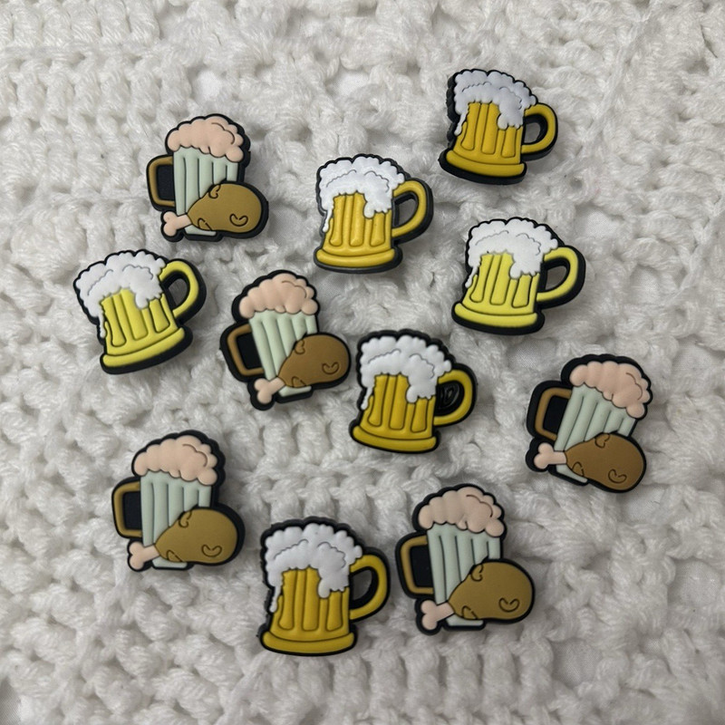 10 Crocs Jibbitz Charms Beer Mug Fried Chicken Bucket Food Shoe Accessories Lot